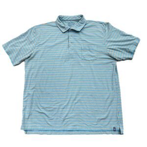 PETER MILLAR Polo Golf Shirt Blue Striped Mens XL Performance Pocket Stretch
